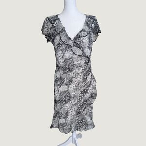 Vol. 1 Y2K Vintage Whimsigoth Floral Paisley Midi Dress Black White Medium